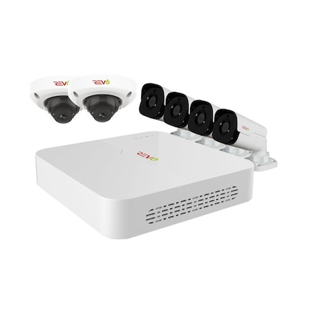 Revo America Ultra HD Audio Capable 8 Channel Surveillance System with 6 4Megapixel Cameras RU82D2GB4GA-2T